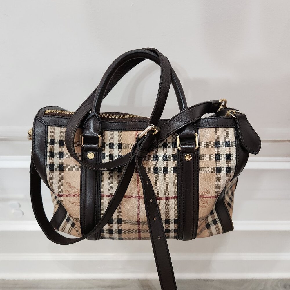 Burberry Alchester Haymarket Medium Bowler Top Handle and CrossbodyBag
